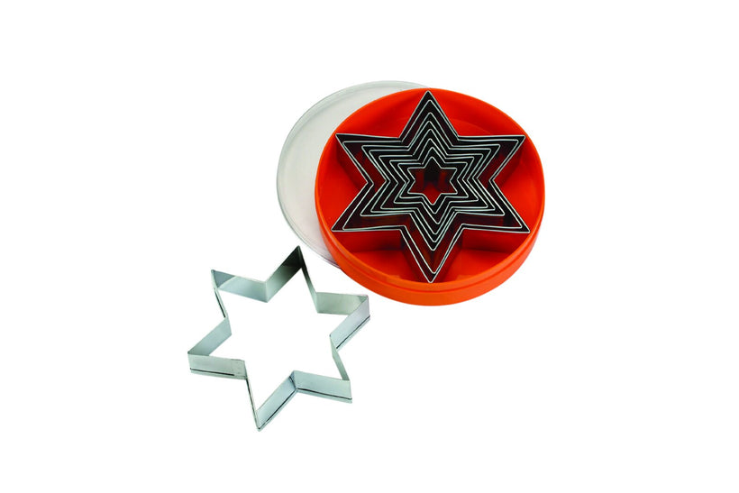 Ausstechersatz Stern aus Edelstahl in neun Größen für Weihnachtsplätzchen