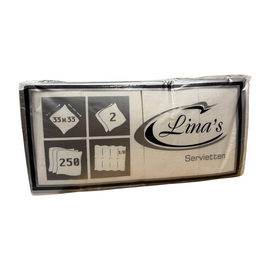 Lina's Servietten 33x33 cm, 2-lagig, weiß – Packung 250 Stück