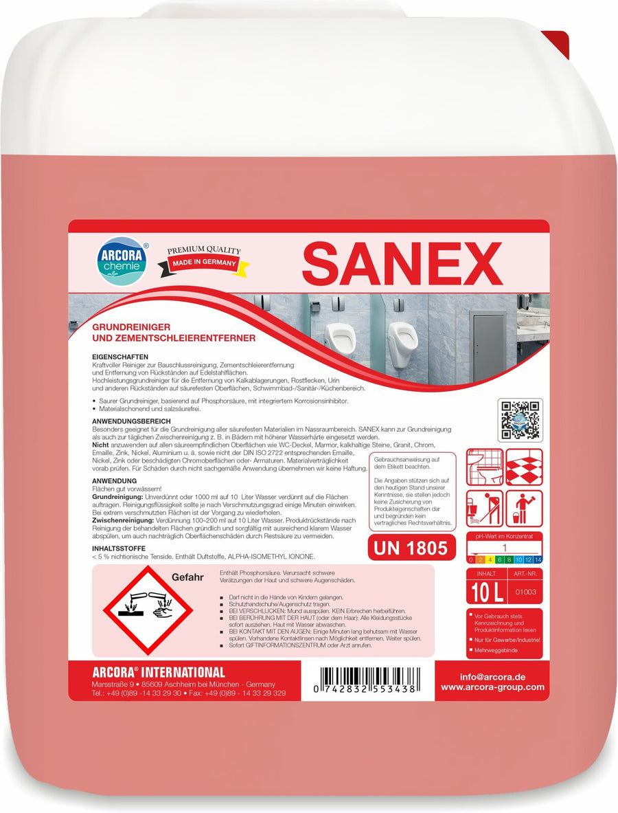 ARCORA Sanex Sanitärgrundreiniger – 10 Liter Kanister