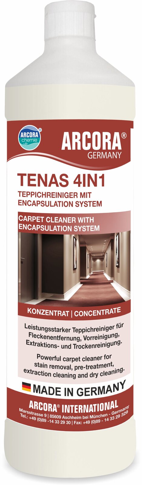 ARCORA Tenas 4in1 Teppichreiniger mit Encapsulation-System – 12 x 1 Liter