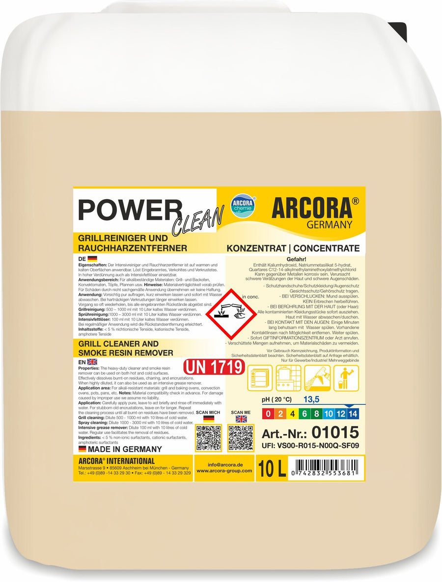 ARCORA Power-Clean Grillreiniger und Rauchharzentferner – 10 Liter Kanister