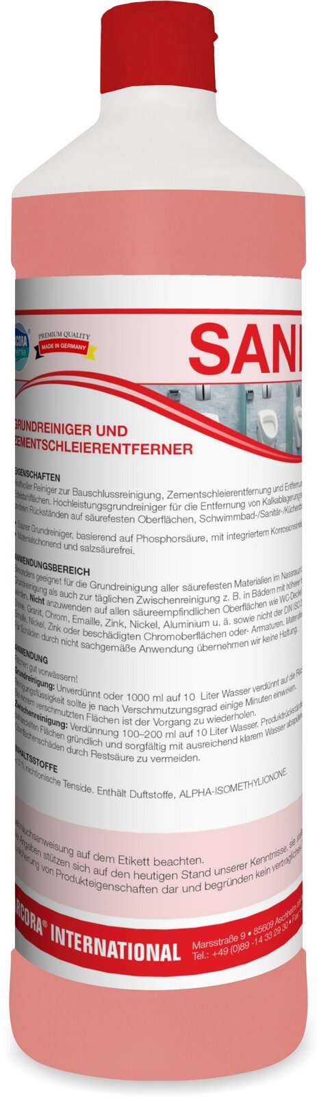 ARCORA Sanex Sanitärgrundreiniger – 12 x 1 Liter