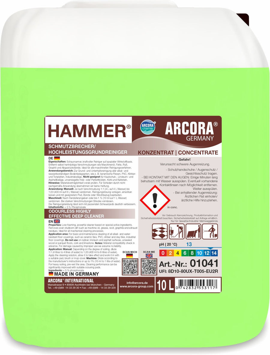 ARCORA Hammer Schmutzbrecher Hochleistungsgrundreiniger – 10 Liter Kanister
