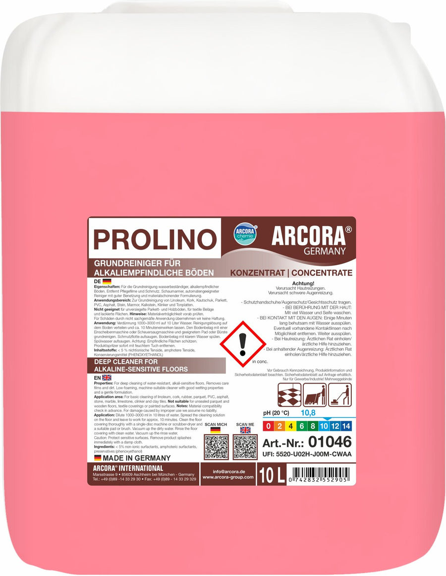 ARCORA Prolino Grundreiniger für alkaliempfindliche Böden – 10 Liter Kanister