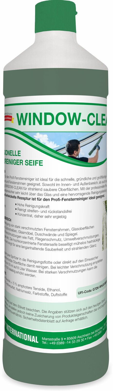 ARCORA Window-Clean professionelle Fensterreiniger-Seife – 12 x 1 Liter