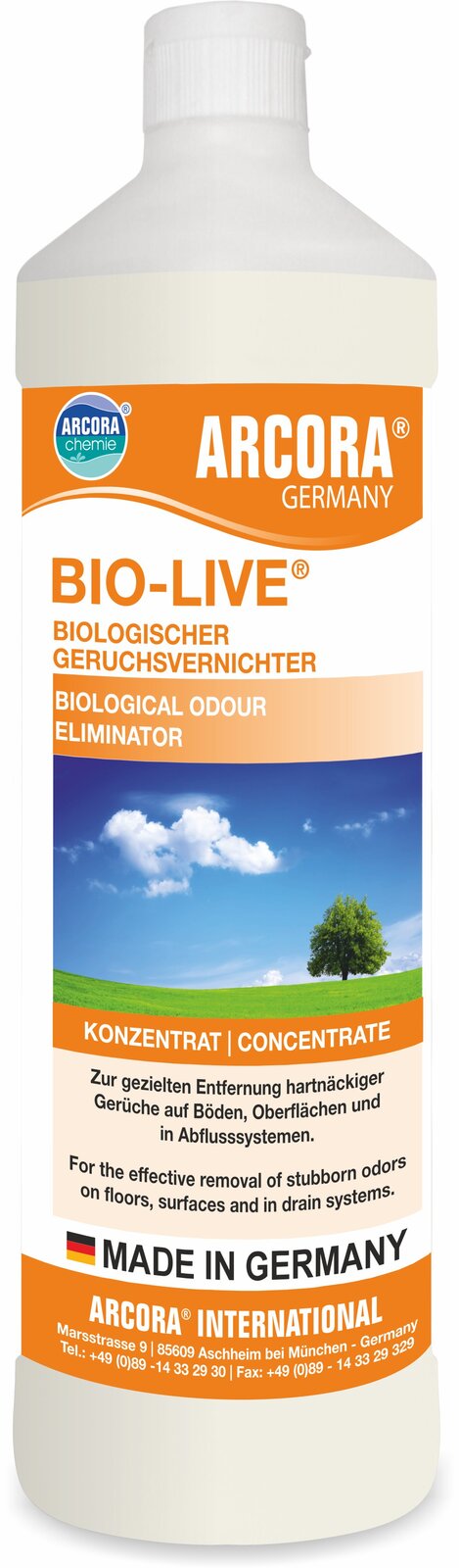 ARCORA Bio-Live biologischer Reiniger und Geruchstilger – 12 x 1 Liter