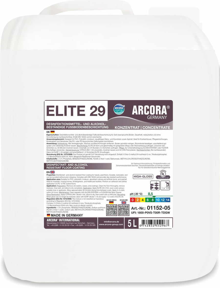 ARCORA Elite 29 desinfektionsmittel- und alkoholbeständige Bodenbeschichtung – 5 Liter Kanister