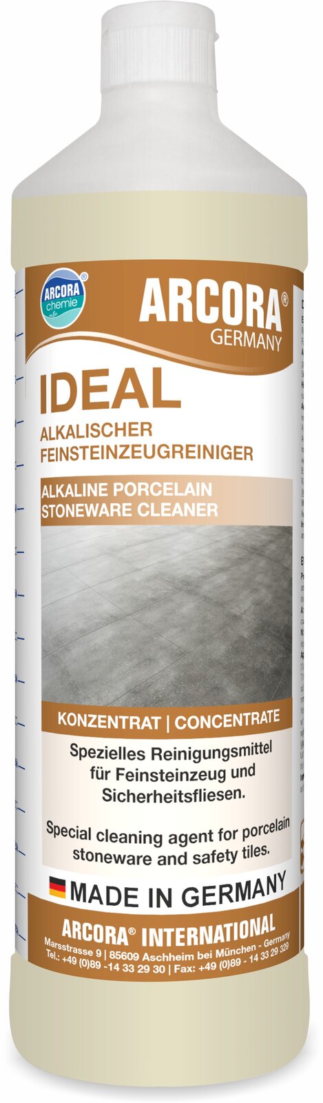 ARCORA Ideal alkalischer Feinsteinzeugreiniger – 12 x 1 Liter