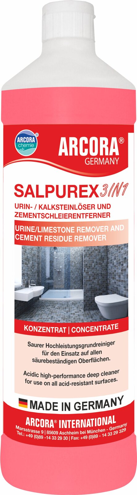 ARCORA Salpurex 3в1 препарат за почистване на уринарни и варовикови отлагания, отстраняване на циментов филм – 12 x 1 литър