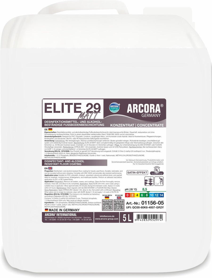 ARCORA Elite 29 Matt desinfektionsmittel- und alkoholbeständige Bodenbeschichtung – 5 Liter Kanister