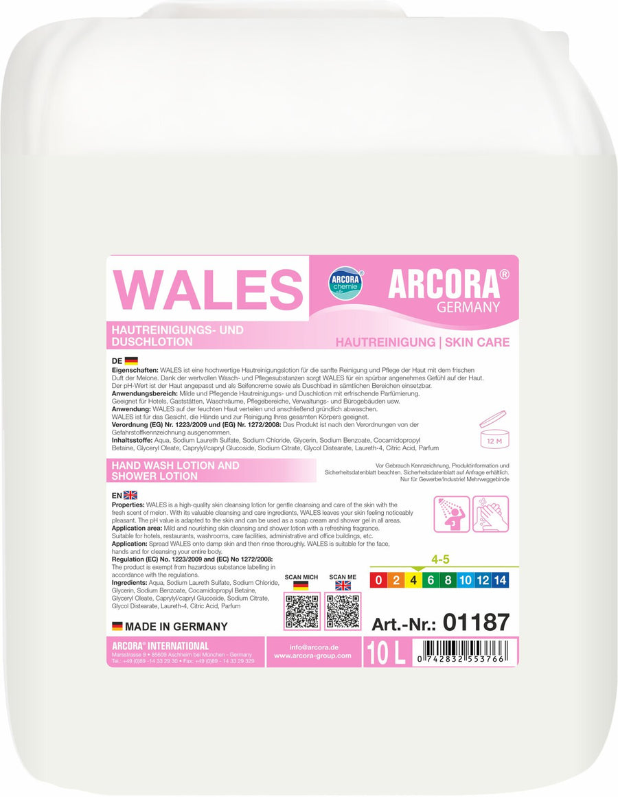 ARCORA Wales Hautreinigungs- und Duschlotion – 10 Liter Kanister