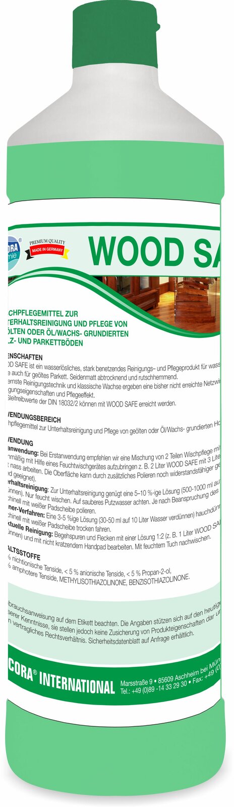 ARCORA Wood Safe препарат за поддържащо почистване на омаслени и обработени с масло/восък дървени подове и паркети – 12 x 1 литър