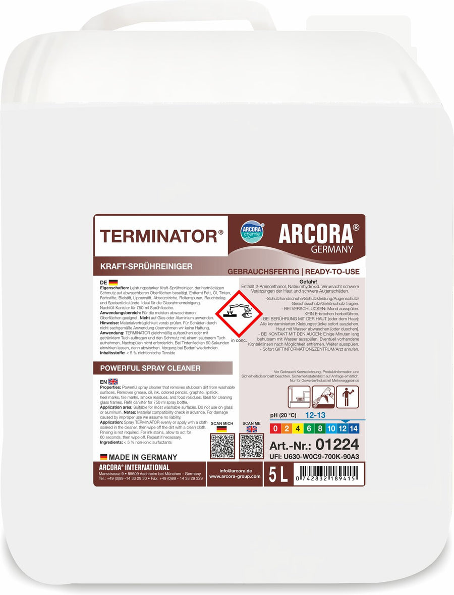 ARCORA Terminator RTU gebrauchsfertiger Kraft-Sprühreiniger – 5 Liter Kanister