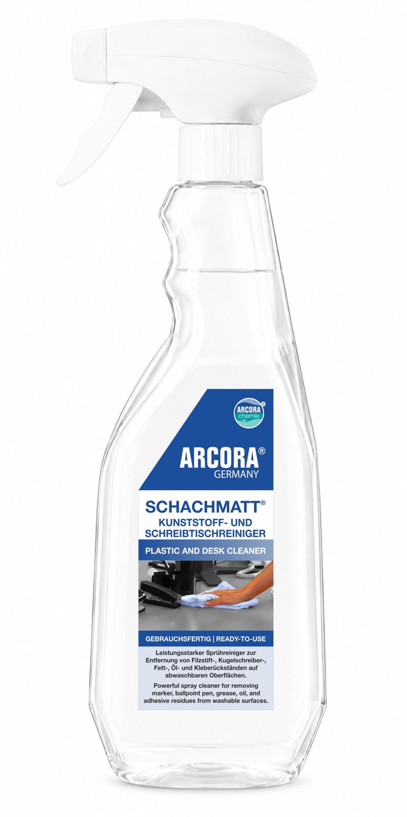 ARCORA Schachmatt RTU Kunststoff- und Schreibtischreiniger, gebrauchsfertig – 10 x 750 ml