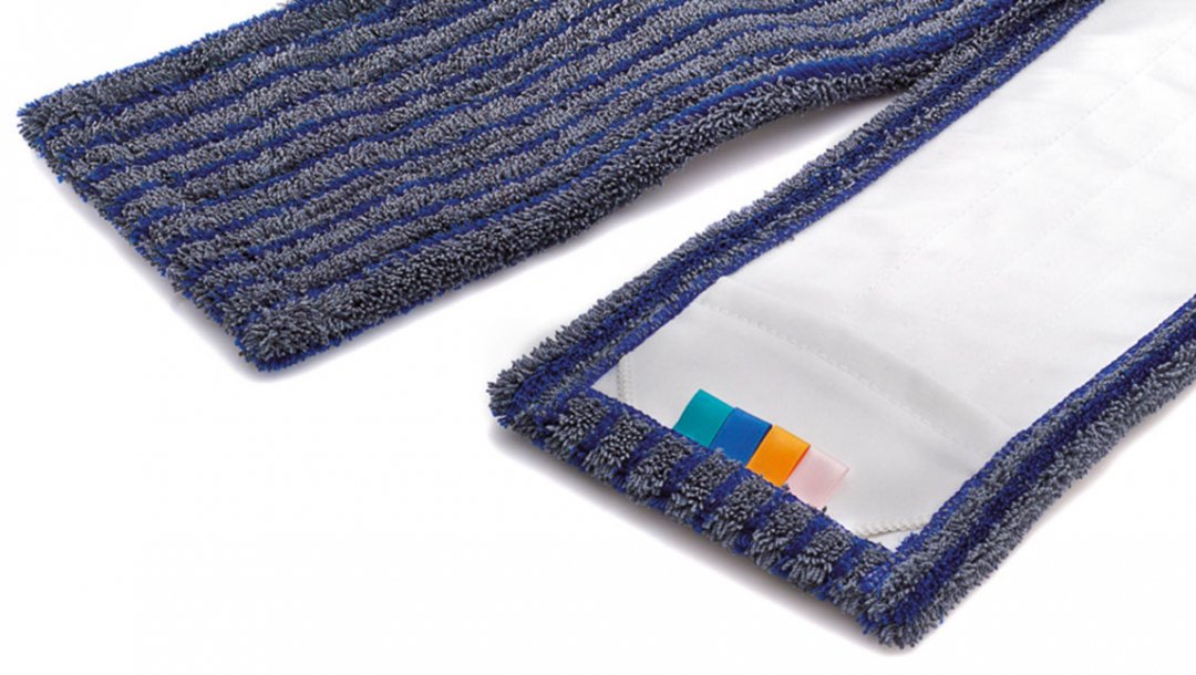Mega Clean Mikrofaser Borstenmopp blau/grau, 50 cm – Profi Wischbezug Wischmopp hartnäckiger Schmutz