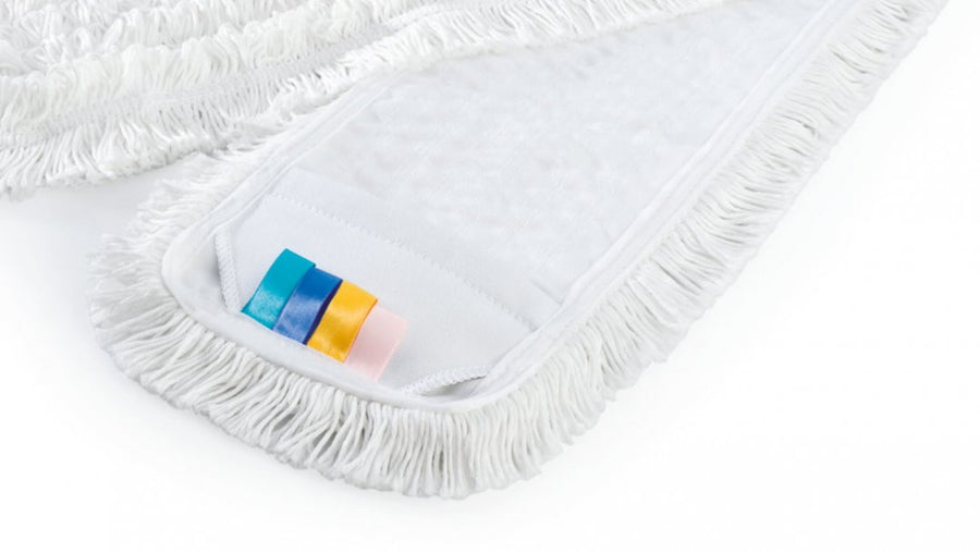 Mega Clean Polyester-Viskose Schlingenmopp natur, 50 cm – Profi Wischbezug Fransenmopp Taschenmopp