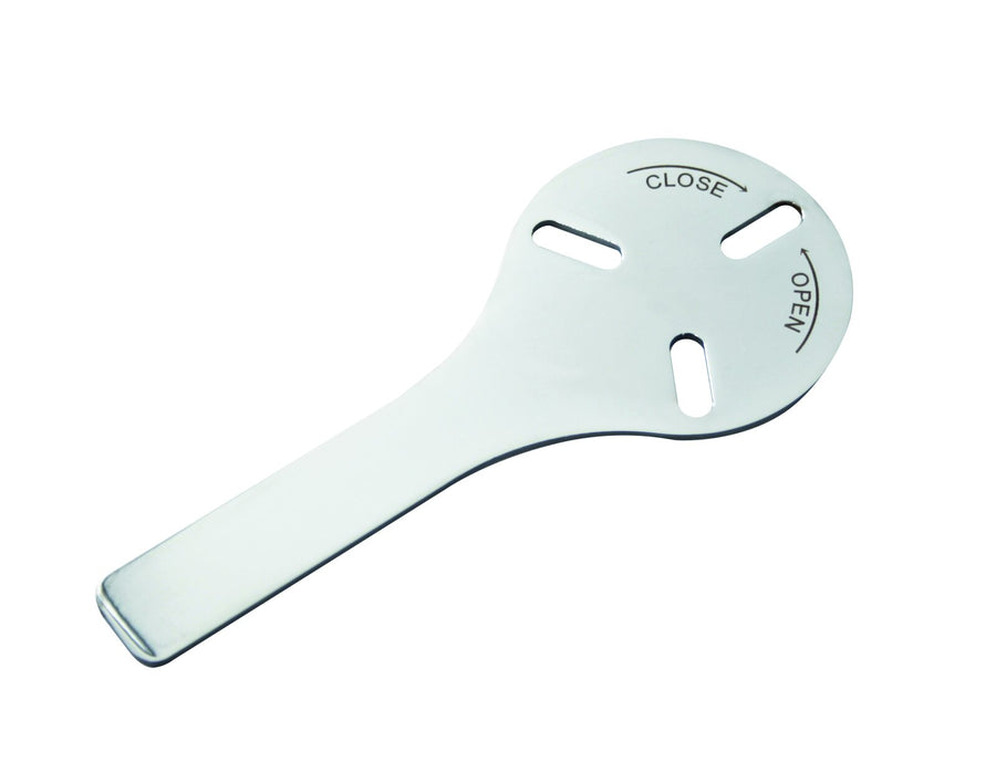 Tailor's auxiliary tool, chrome-plated metal, 185 x 65 x 1 mm