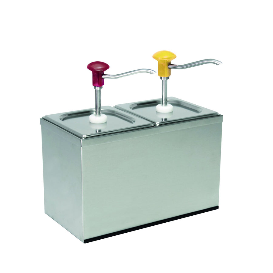 Schneider Druckknopf Dosierspender, Edelstahl, 340 x 180 x 340 mm - 2 x 3,0 L