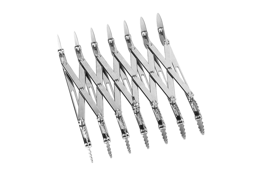 Tailor's dough cutter, double, 7 wheels, round and serrated