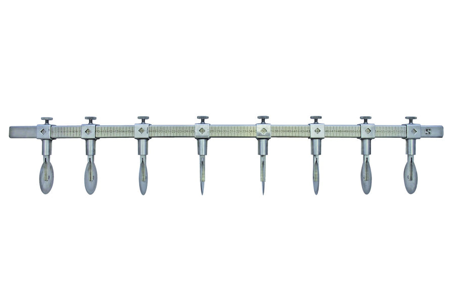 Pastry cutter, 8 plain wheels, with rod, stainless steel