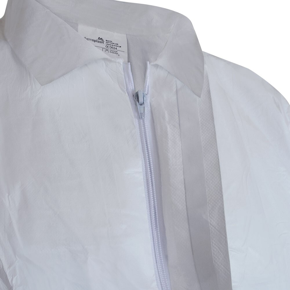 Chemsplash Laborkittel Typ PB[6-B] mit Strickbündchen und Reißverschluss – 10 Stück – Größe S–3XL