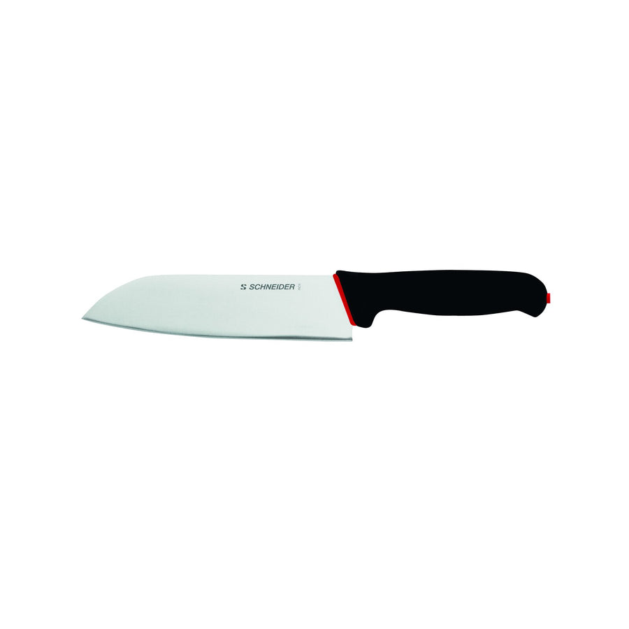 Нож Schneider S-Grip Santoku, без вдлъбнатини, дръжка: черна, червена, 180 мм