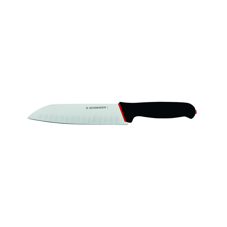 Нож Schneider S-Grip Santoku, с вдлъбнатини, дръжка: черна, червена, 180 мм