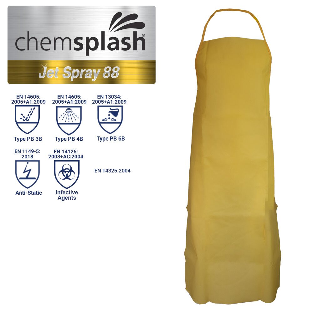 Chemsplash Jet Spray 88 Schürze Typ PB[3-B]/[4-B]/[6-B], verklebte Nähte – 10 Stück