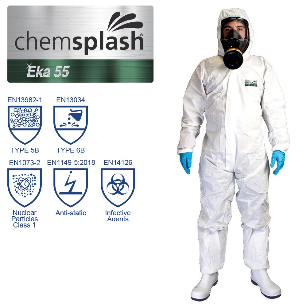 Chemsplash Eka 55 Einwegoverall Typ 5B/6B Größe 6XL – 10 Stück
