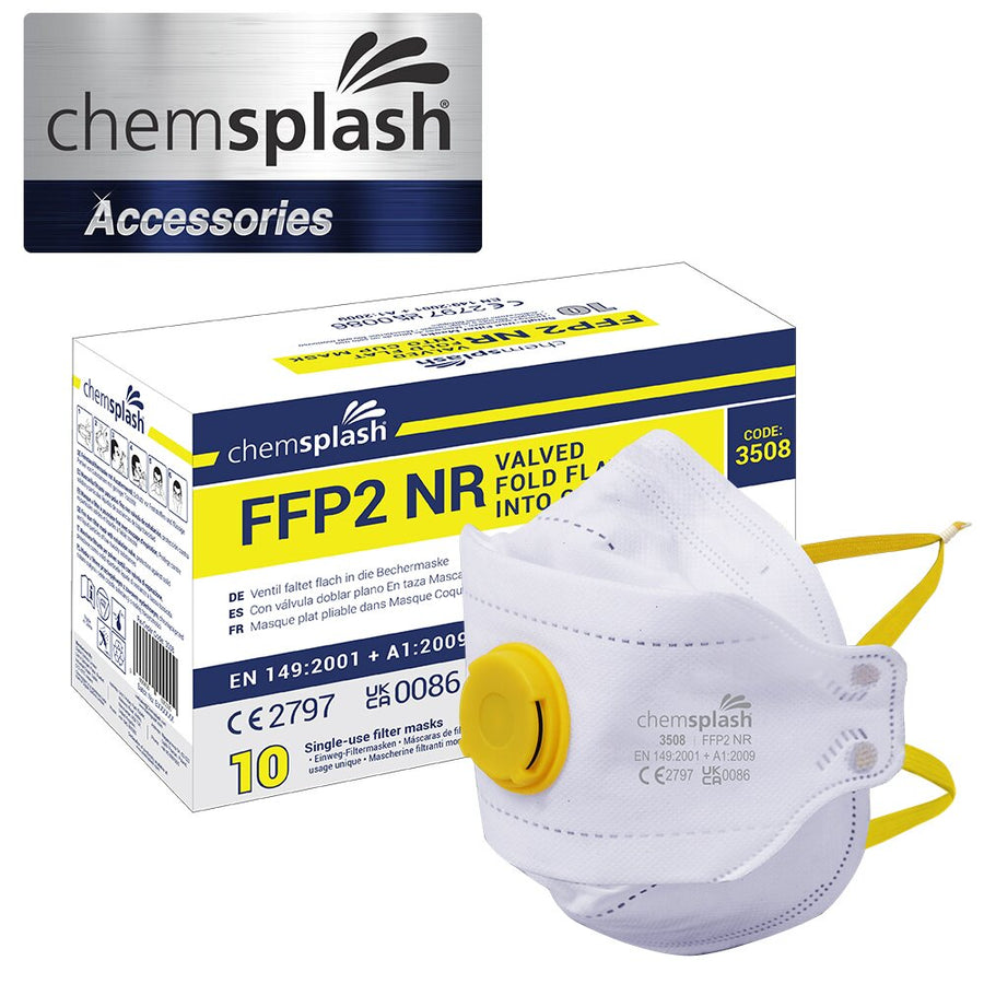 Chemsplash FFP2 D Atemschutzmaske mit Ventil, faltbar in Becherform – 20 Stück