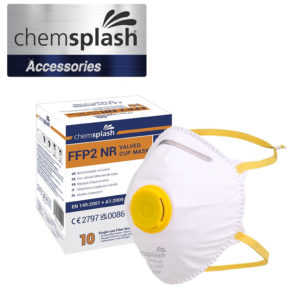 Chemsplash FFP2 Atemschutzmaske mit Ventil, Becherform – 20 Stück