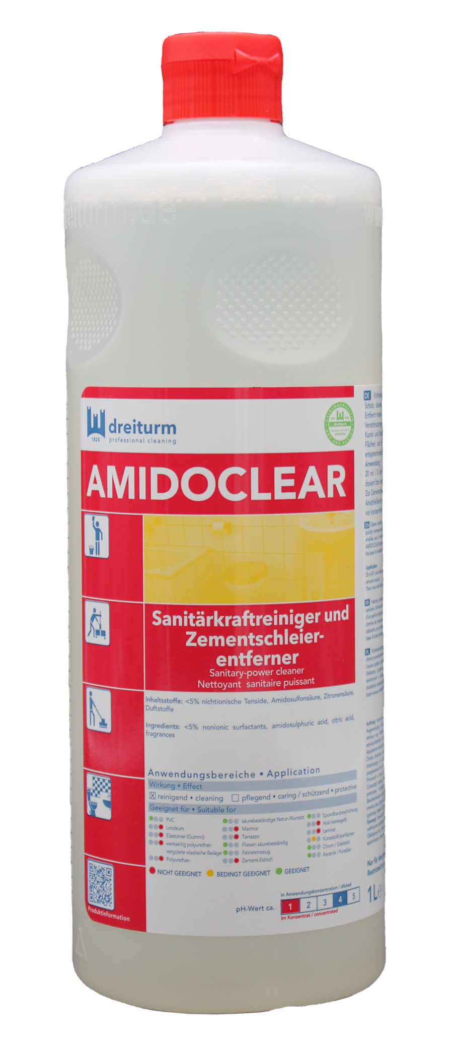 DREITURM Amidoclear Sanitär-Kraftreiniger / Zementschleierentferner 1L
