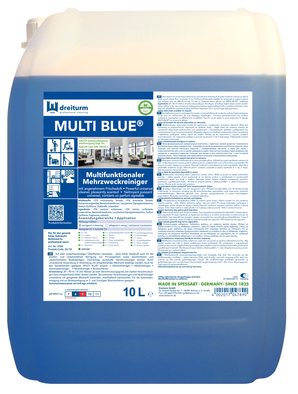 DREITURM Multi Blue универсален почистващ препарат 10 л