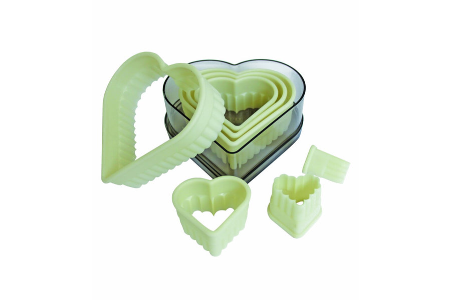 Schneider heart-shaped cutter set, scalloped, 7-piece, material: nylon