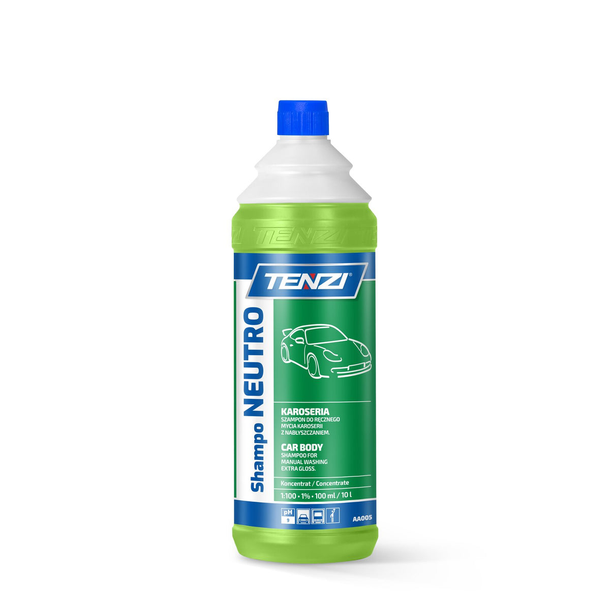 Tenzi Shampo Neutro pH-neutrales Autoshampoo Konzentrat 1 L – Flasche mit Schraubverschluss