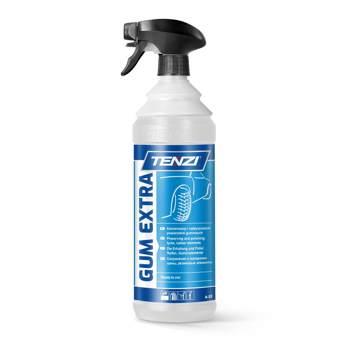 Tenzi GUM Extra GT Reifenpflege & Gummipflege 1 L – Sprühflasche mit Sprühkopf