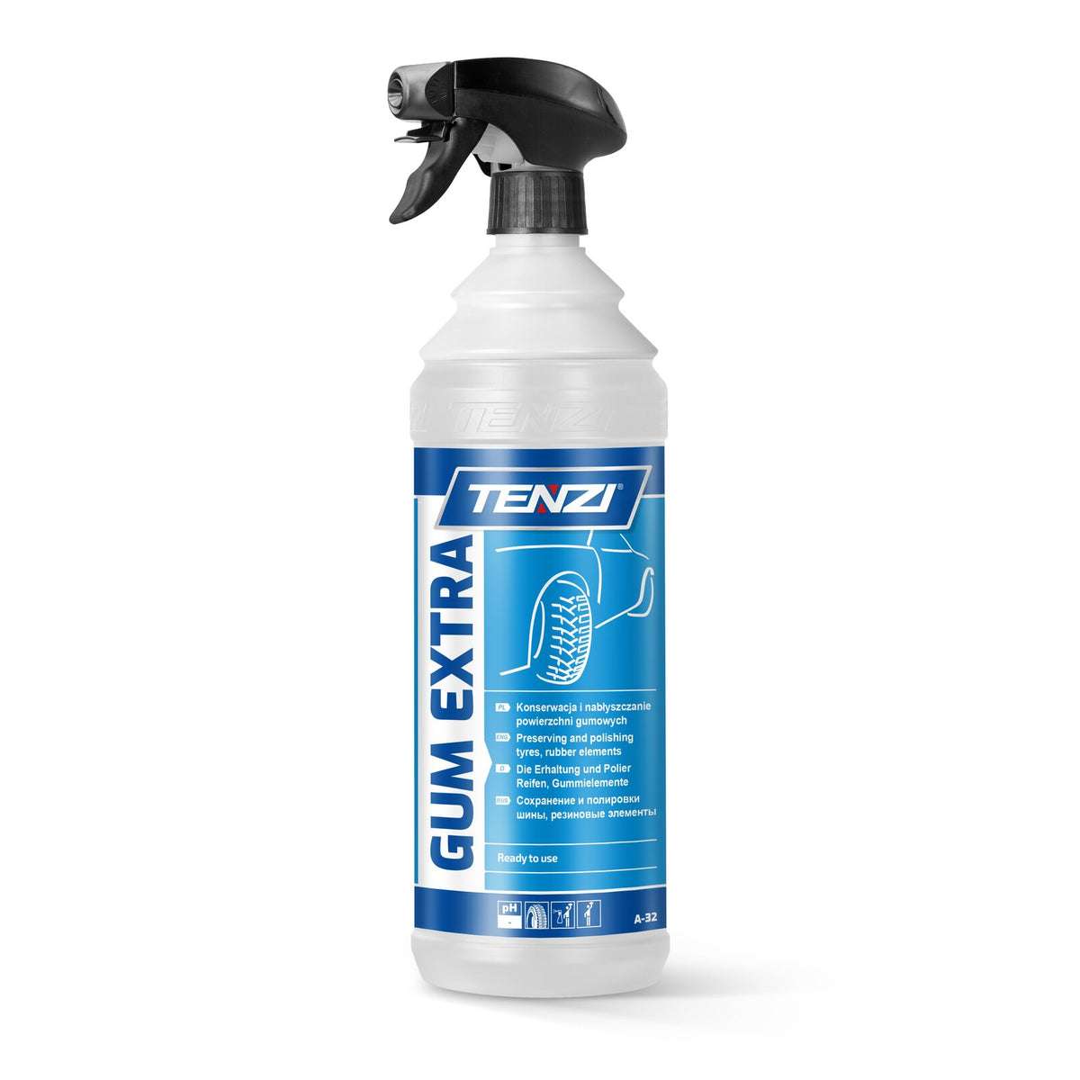 Tenzi GUM Extra GT Reifenpflege & Gummipflege 1 L – Sprühflasche mit Sprühkopf
