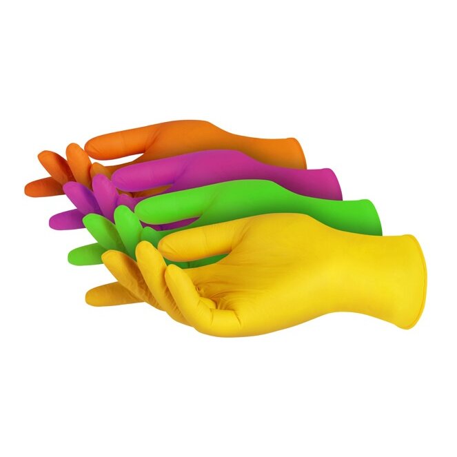Нитрилни ръкавици Viawant® Rainbow Star, 4 цвята – 96 броя, без пудра (размер S–L)