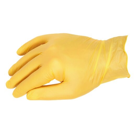 Viawant® Yellow Star нитрилни ръкавици жълти – 100 броя, без пудра (размер S–L)