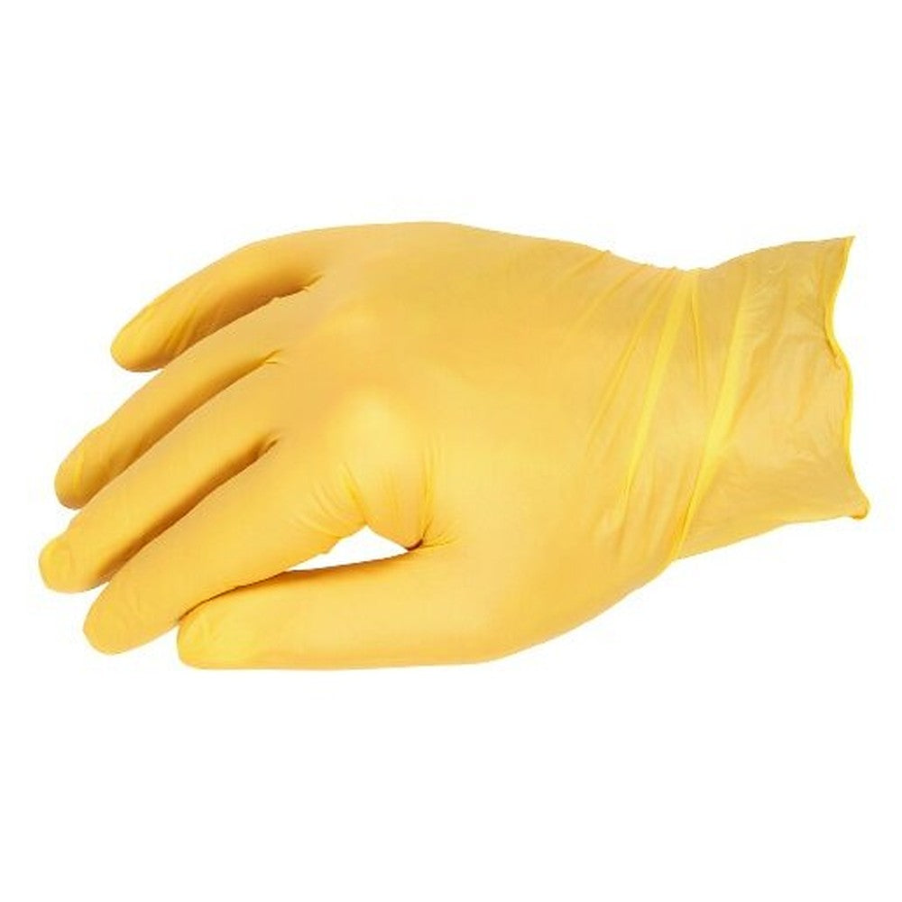 Viawant® Yellow Star нитрилни ръкавици жълти – 100 броя, без пудра (размер S–L)