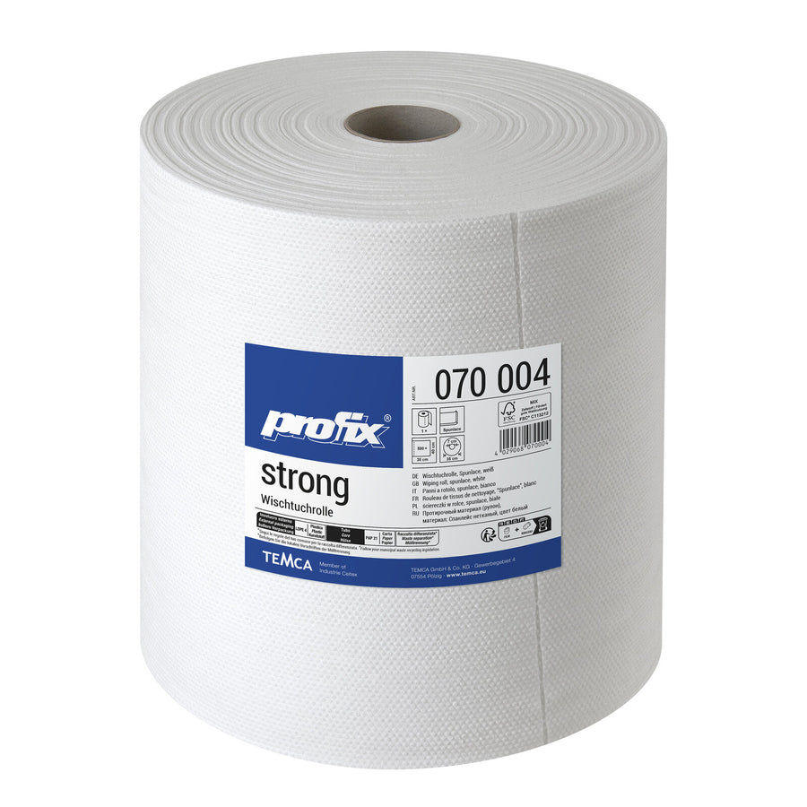 Profix Strong ролка кърпи за почистване 40 x 38 см, 1-пластова, спанлейс, снежнобяла, щампована – 1 ролка с 500 листа