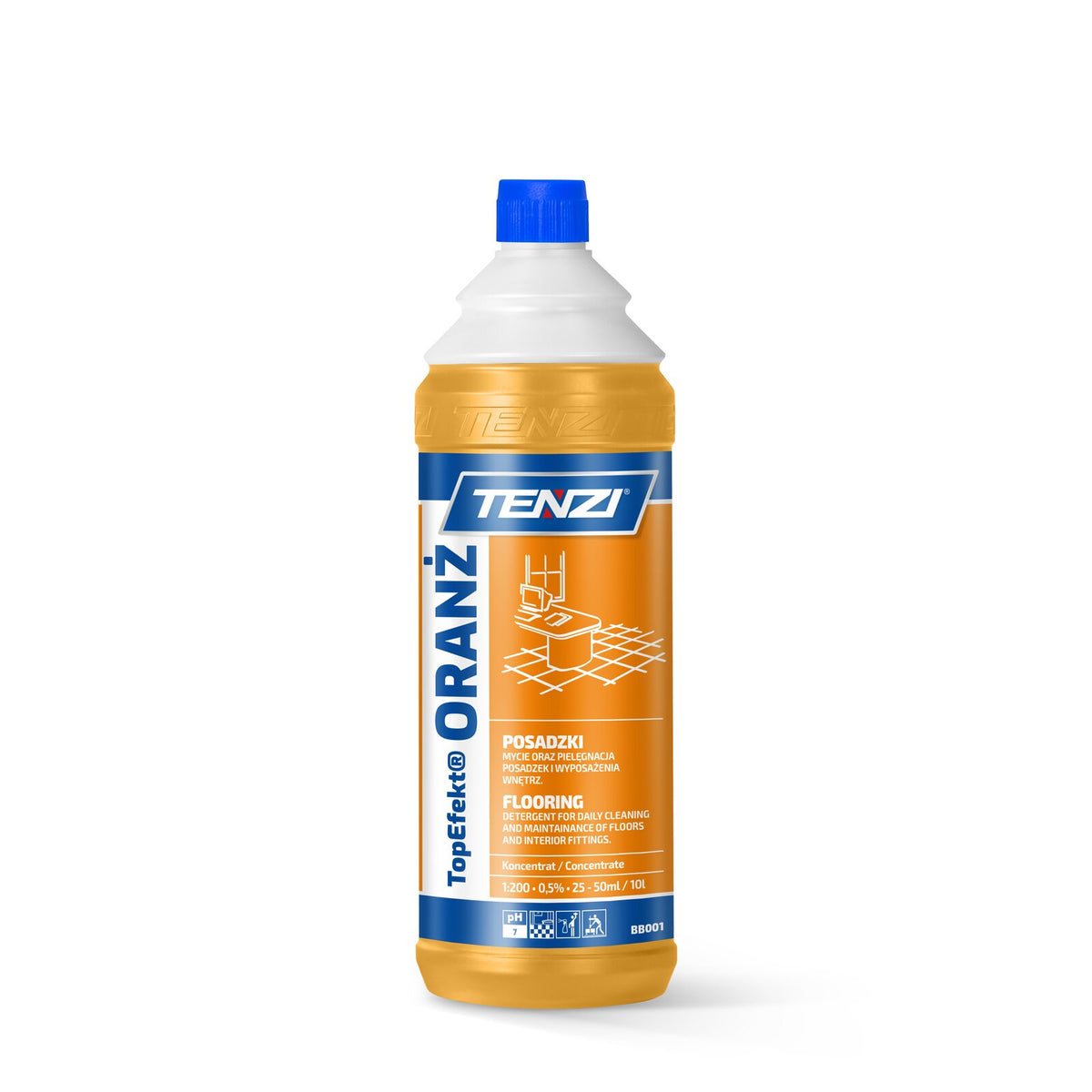 Tenzi TopEfekt Oranż Bodenreiniger Orange 1 L – Flasche mit Schraubverschluss