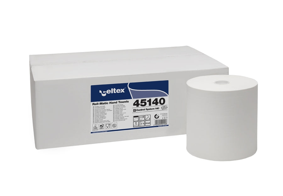 Celtex E-Control System Handtuchrolle 2-lagig Zellstoff-Tissue hochweiß, 20 cm x 140 m – 6 Rollen (Karton)