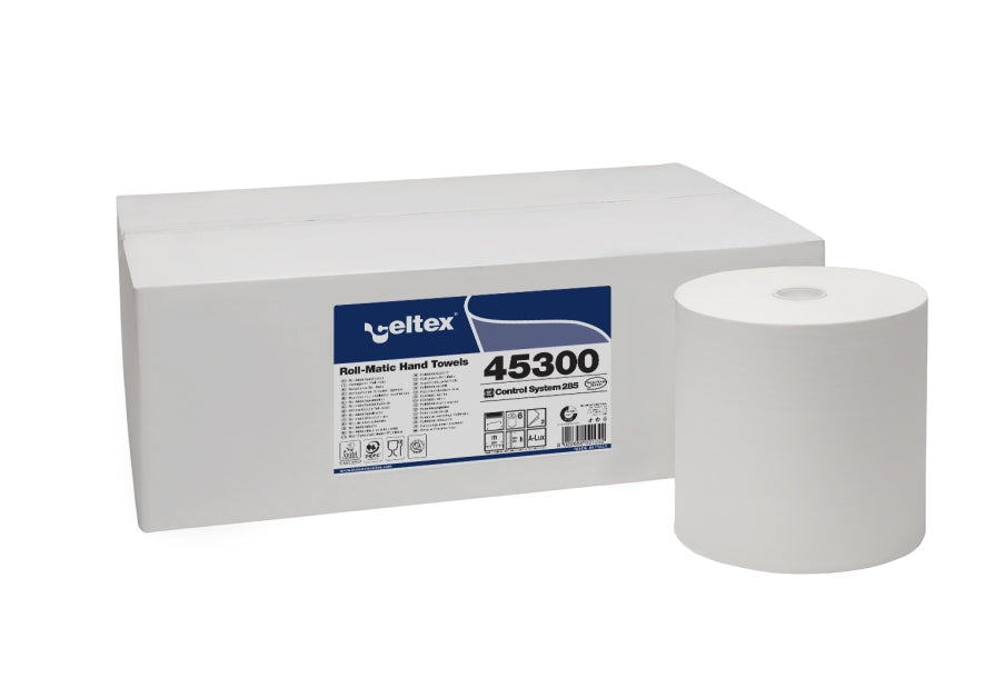 Celtex E-Control System Handtuchrolle 2-lagig Zellstoff-Tissue hochweiß, 20 cm x 285 m – 6 Rollen (Pack)