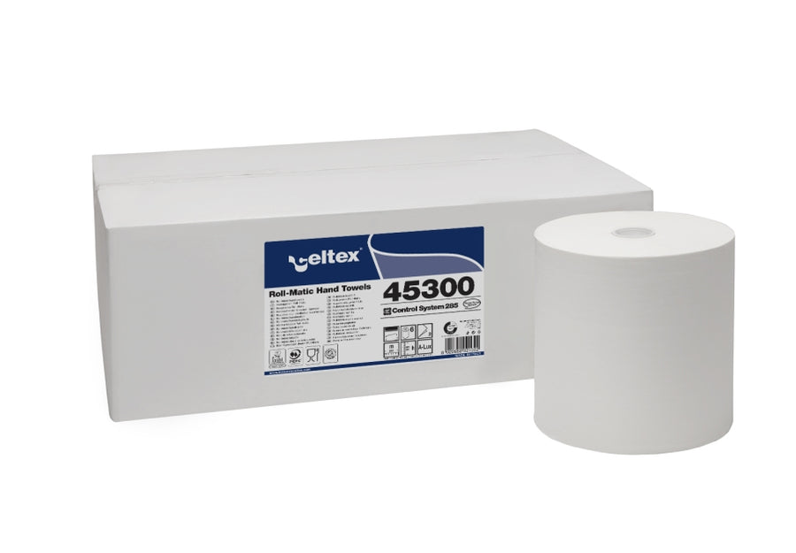 Celtex E-Control System Handtuchrolle 2-lagig Zellstoff-Tissue hochweiß, 20 cm x 285 m – 6 Rollen (Pack)
