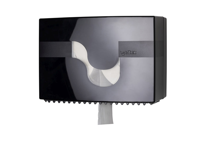 Celtex Bis System Toilettenpapierspender Kunststoff, schwarz, H 20,0 x B 28,0 x T 15,0 cm – 1 Stück