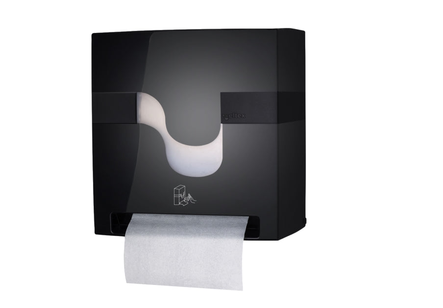 Celtex E-Control Handtuchrollenspender Kunststoff, schwarz, H 34,7 x B 32,5 x T 21,4 cm – 1 Stück