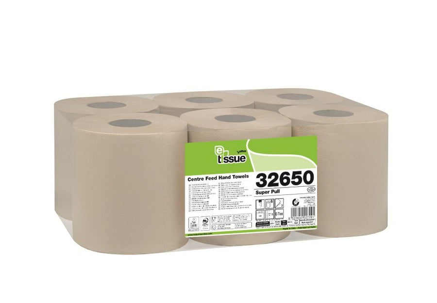 Celtex E-Tissue Maxi Handtuchrolle 2-lagig Recycling-Tissue beige, 19 x 34 cm, 450 Blatt – 6 Rollen (Pack)