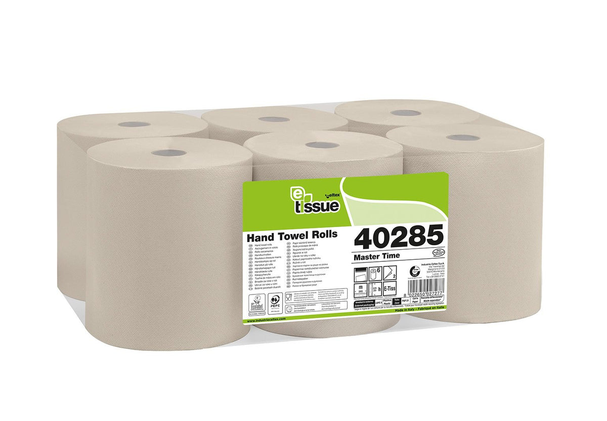 Celtex E-Tissue Master Handtuchrolle 2-lagig Recycling-Tissue beige, 20 cm x 285 m – 6 Rollen (Pack)