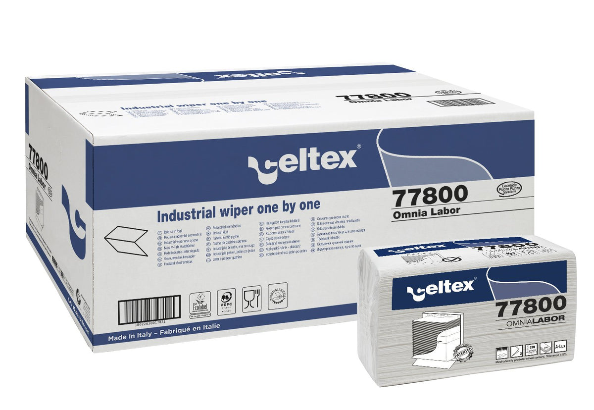 Celtex Omnia Labor Mehrzwecktücher 2-lagig Zellstoff-Tissue hochweiß, 25 x 30 cm – Karton mit 2.400 Tüchern (8 x 300)
